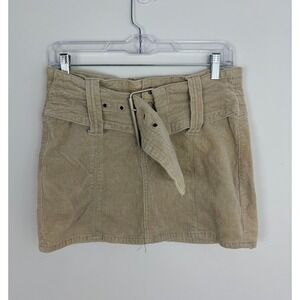 Lazer Jeans Y2k Micro Skirt Corduroy Tan 2000s Belted Low Rise Juniors Size 9